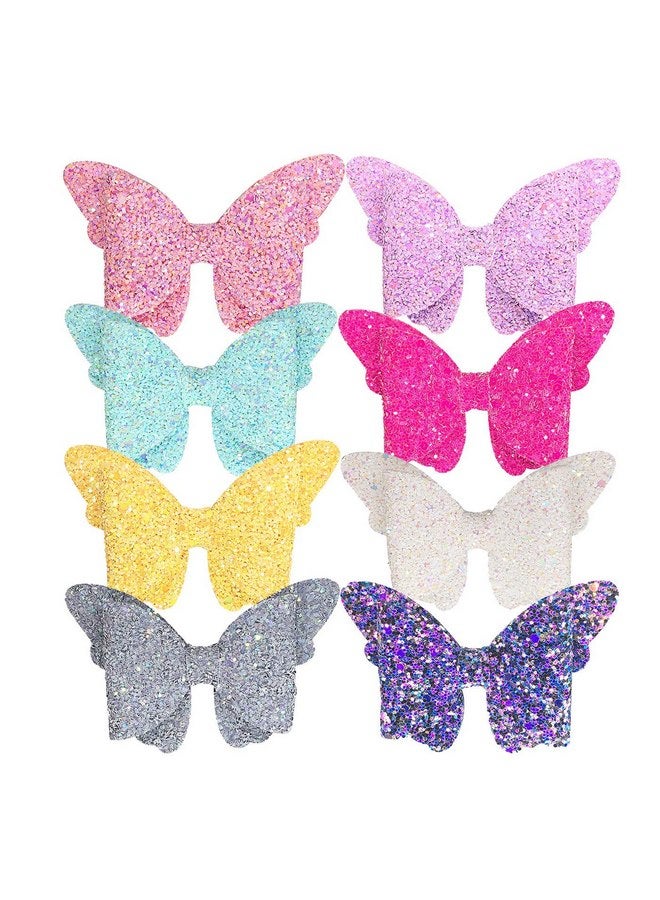 Yazon Baby Girls Glitter Bows Clips Sparkly Butterfly Bows Hair Clips for Toddler Kids Teens 8pcs - Image 1