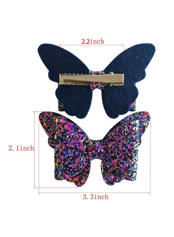 Yazon Baby Girls Glitter Bows Clips Sparkly Butterfly Bows Hair Clips for Toddler Kids Teens 8pcs - Image 3