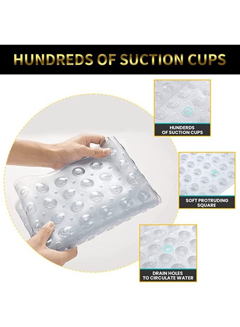 Bathtub Mats for Shower Tub Extra Long Non Slip Bath Mat with Suction Cups and Drain Holes 100x40cm Bathroom Washable Clear - Image 3
