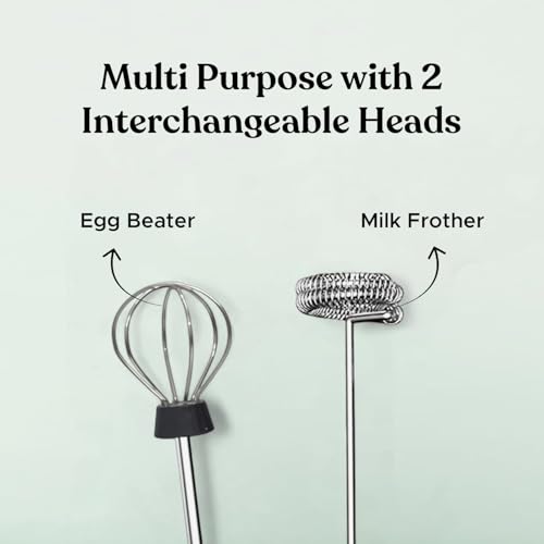 Salt AeroWhisk Classic Rechargeable Milk Frother | 3 Speed Modes | Egg Beater and Milk Frother Attachment | Powerful Motor with Long Lasting Battery, White - Image 4