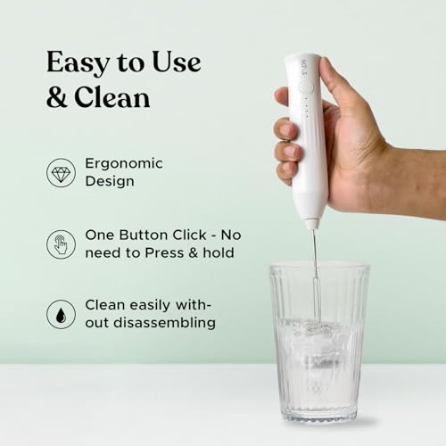 Salt AeroWhisk Classic Rechargeable Milk Frother | 3 Speed Modes | Egg Beater and Milk Frother Attachment | Powerful Motor with Long Lasting Battery, White - Image 5