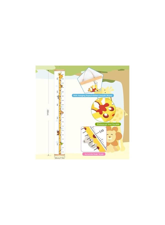 The Bros Growth Height Chart Handing Ruler Wall Decor for Kids, Canvas Removable Height Growth Chart 79" x 7.9" Height Chart for Wall Children Height Measuring Ruler Children's Room(Giraffe) - Image 2