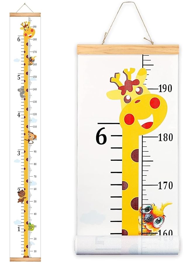 The Bros Growth Height Chart Handing Ruler Wall Decor for Kids, Canvas Removable Height Growth Chart 79" x 7.9" Height Chart for Wall Children Height Measuring Ruler Children's Room(Giraffe) - Image 1