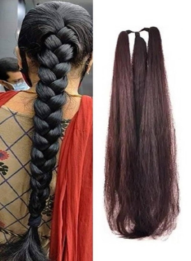 GIRISA Synthetic Brown Hair Extensions, 24Inch Long Length Straight, Natural Choti Look - Image 1
