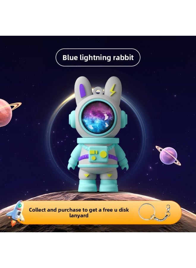 Creative Cartoon Computer Mobile Phone Dual-use U Disk Logo Corporate Promotional Gifts Tide Play Gift Box Usb-Color:Blue Lightning Rabbit PE Bag-Capacity:3.0-32G  - Image 1