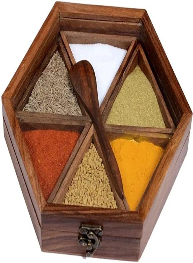 REMARKABLE Organize Your Kitchen Spices with our Wooden Masala Box Perfect Spice Container for Your Masala Dabba Keep Your Spices Fresh and Accessible with Our Spice Box for Kitchen - Image 3