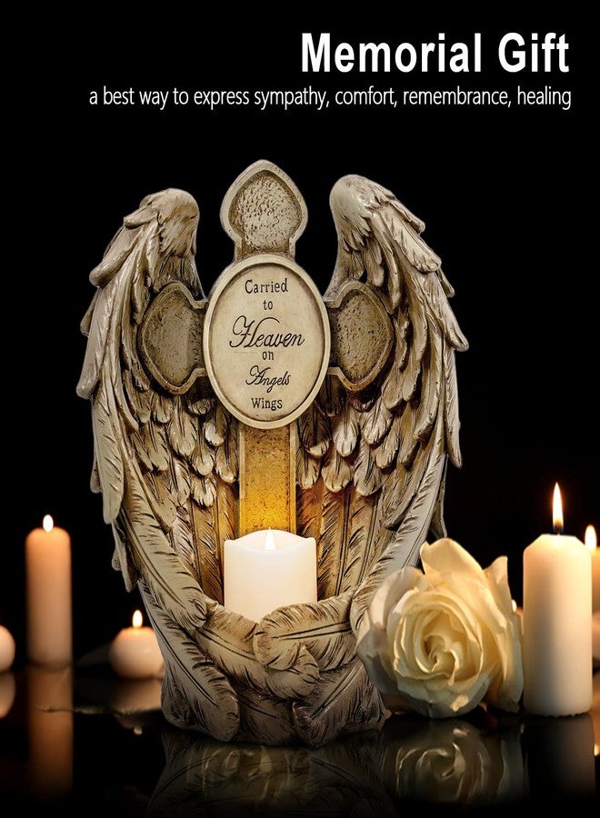 MXwcy Angel Wings Cross Solar Lights Outdoor Garden Memorial Stone，A Touching Memorial Gift & Condolence Gifts Grave Decorations for Cemetery - Image 5