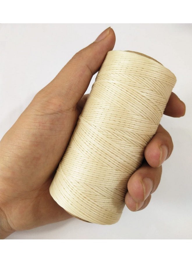 يقين - خيط مشمع 328 ياردة 150D 1 مم خيط شمعي لخياطة الجلد من أجل الجلود DIY تجليد الكتب لإصلاح المشاريع الجلدية (بيج 002) - Image 1