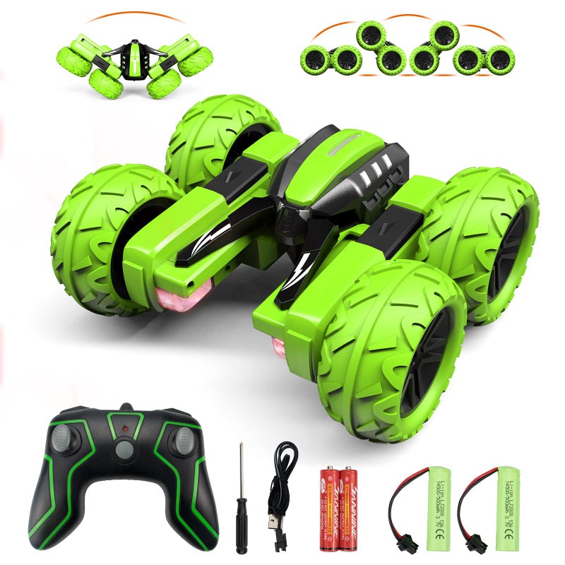 Amicool Remote Control Car Boy with Headlight Hobby RC Car Stunt Kids Toy Gift for Boys Girls 6 Years Electric 4WD 24Ghz Double Side Rotating Race Vehicle 360 Flips Offroad Birthday Xmas - Image 2