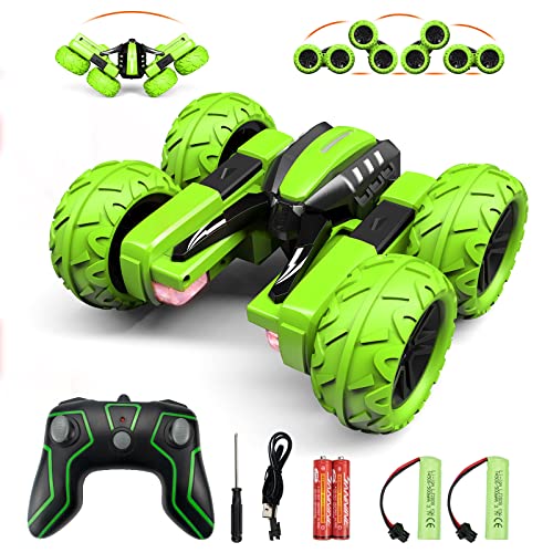 Amicool Remote Control Car Boy with Headlight Hobby RC Car Stunt Kids Toy Gift for Boys Girls 6 Years Electric 4WD 24Ghz Double Side Rotating Race Vehicle 360 Flips Offroad Birthday Xmas - Image 1