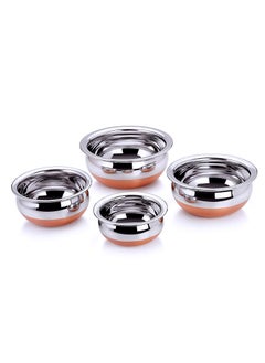 REAVIAN REAVIAN Stainless Steel Copper Bottom Kitchen Serving Cooking Bowl Handi Set 5Pieces Biryani Handi  - Image 3