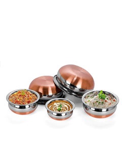 REAVIAN REAVIAN Stainless Steel Copper Bottom Kitchen Serving Cooking Bowl Handi Set 5Pieces Biryani Handi  - Image 4
