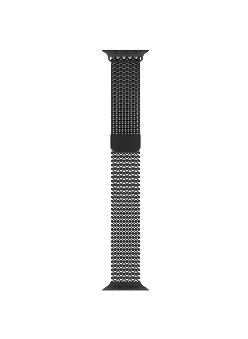 Generic - Magnetic Stainless Steel Band for Apple Watch 49mm 45mm 44mm 42mm, Women and Men Buckle-free Breathable Mesh Replacement Watch Strap for iWatch Ultra 2 Series 9 8 7 SE 6 5 4 3 2 1, Black - Image 1