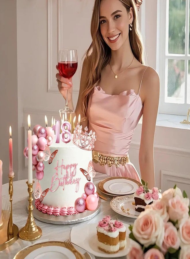 LEFUBABY 18th Birthday Cake Topper Set, Rose Gold Balls Cake Toppers with Happy Birthday Crown Tiara, Numeral 18 Candle and Birthday Candles for 18 Birthday Party Decorations (18th) - Image 3