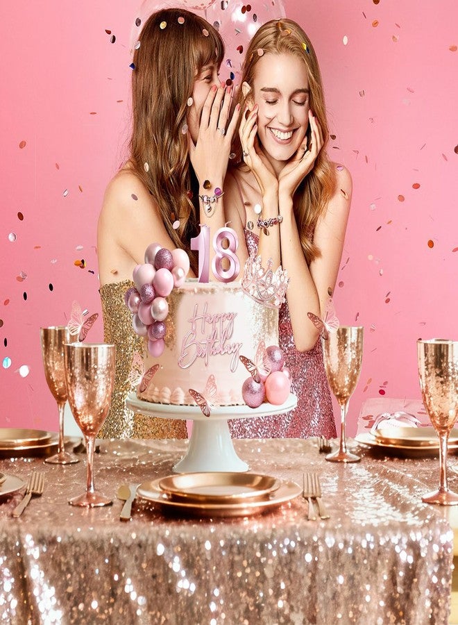 LEFUBABY 18th Birthday Cake Topper Set, Rose Gold Balls Cake Toppers with Happy Birthday Crown Tiara, Numeral 18 Candle and Birthday Candles for 18 Birthday Party Decorations (18th) - Image 5