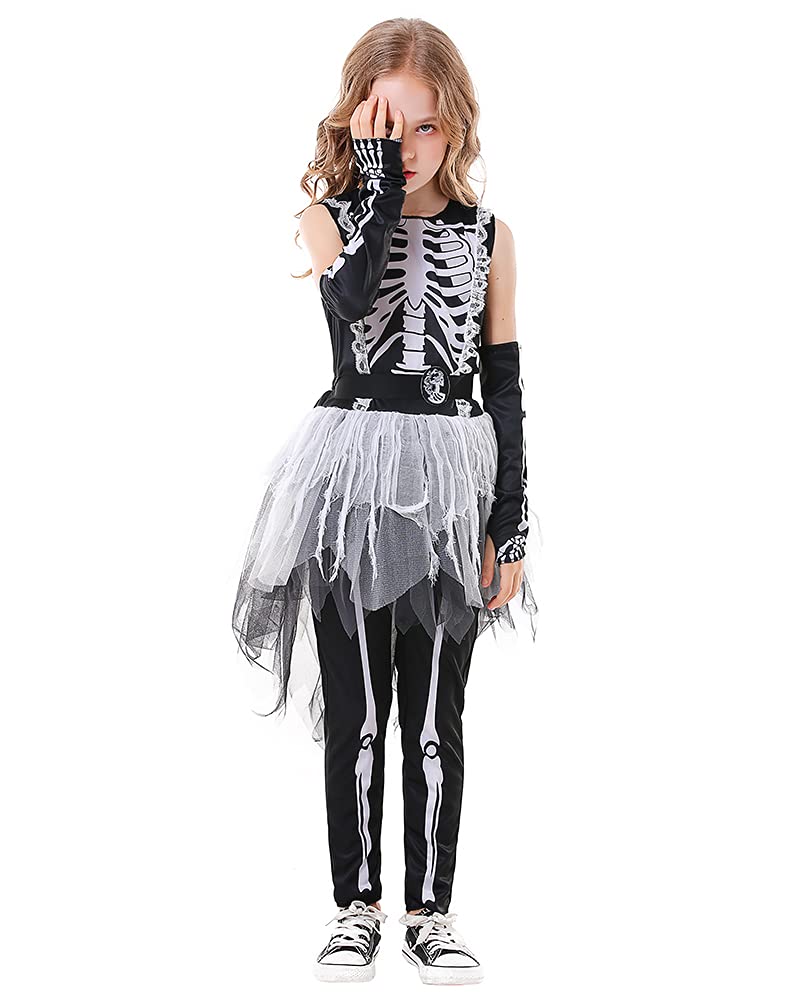 Seasons Halloween Girls Ghostly Skeleton Costume (S(4-6)) - Image 4