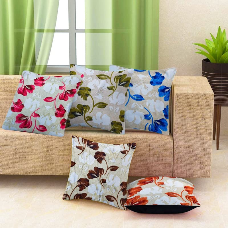 Exporthub Basic 5 Piece Polyester Multi Floral Cushion Covers - (16 X 16 INCHES) - Image 2