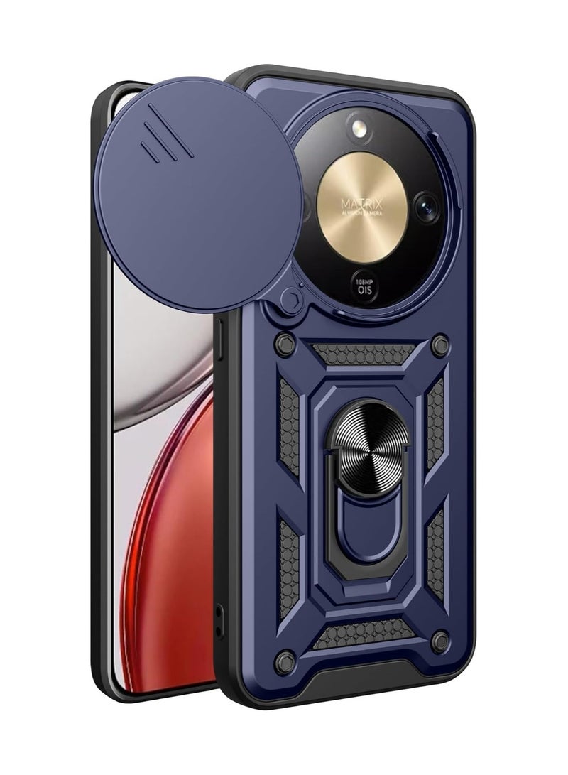 Compatible with Honor X9d 5G Case, Heavy-Duty Shockproof Magnetic Ring Stand Case with Sliding Camera Cover