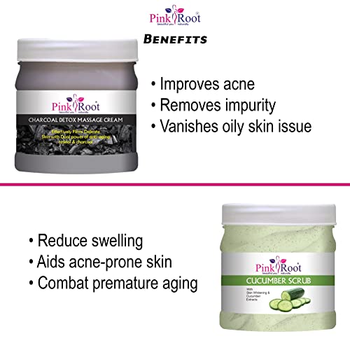 Pink Root Cucumber Scrub 500gm With Charcoal Cream 500gm - Image 5