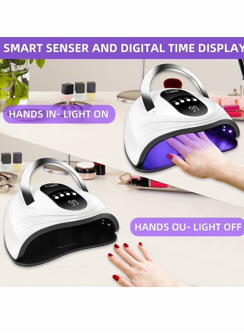 Excefore - 120W Gel Nail Lamp LED UV Nail Dryer, for Gel Polish Curing with 4 Time Setting, Faster Portable Nail Curing Machine for Hands and Feet of All Gel Polish, Auto Sensor Lamp for Home and Salon - Image 1