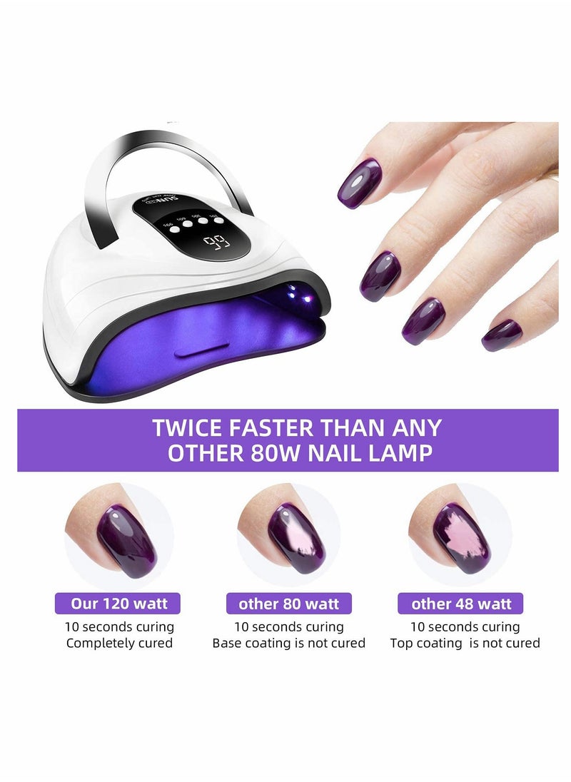 Excefore - 120W Gel Nail Lamp LED UV Nail Dryer, for Gel Polish Curing with 4 Time Setting, Faster Portable Nail Curing Machine for Hands and Feet of All Gel Polish, Auto Sensor Lamp for Home and Salon - Image 1