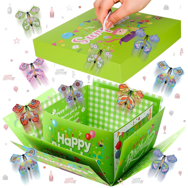 XLSXEXCL Birthday Explosion Gift Box, Birthday Butterfly Flying Surprise Gift Box, DIY Exploding Surprise Gift for Birthdays, Wedding, Mother's Day, Anniversaries - Image 1