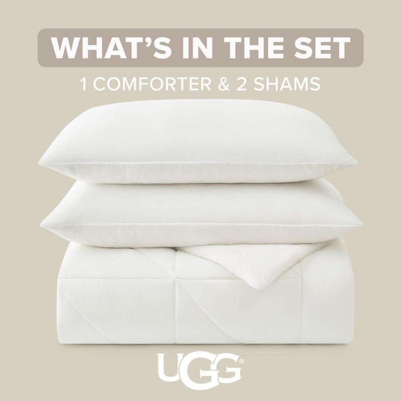 UGG King Comforter Set â€“ 3 Piece Luxury Reversible Plush King Size Comforter Set with Down Alternative Fill, Soft Bedding Set with 2 Pillow Shams for Home & Bedroom Decor, White Snow (Corey) - Image 3