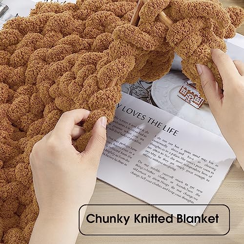 HOMBYS Coffee Chunky Chenille Yarn for Crocheting, Bulky Thick Fluffy Yarn for Knitting,Super Bulky Chunky Yarn for Hand Knitting Blanket, Soft Plush Yarn, 8 Jumbo Pack (27 yds,8 oz Each Skein) - Image 5