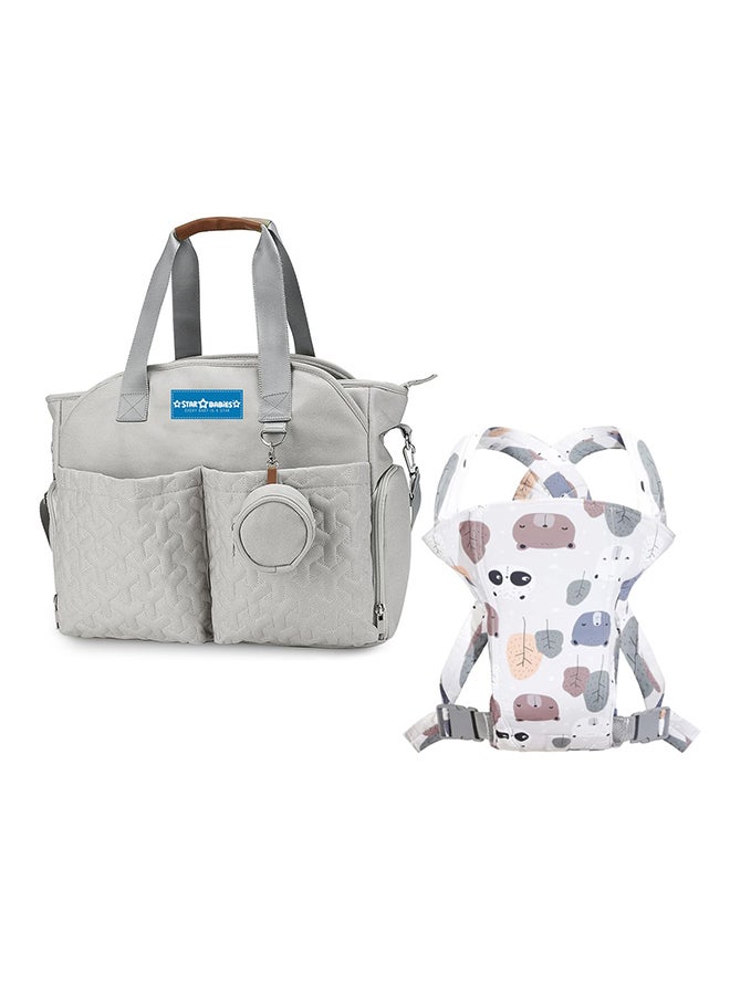 STAR BABiES Combo Pack of 2 Diaper Portable Bag With Pacifier Bag Large Capacity With Baby Carrier Printed