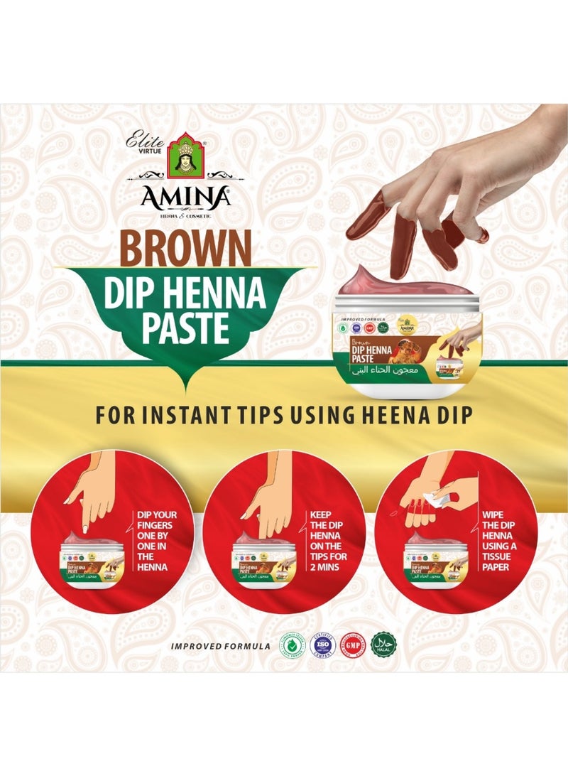 Amina Dip Henna Instant Brown Colour Mehendi Paste | For Finger Tips With 3 Types Henna Tattoo Stickers - Image 3