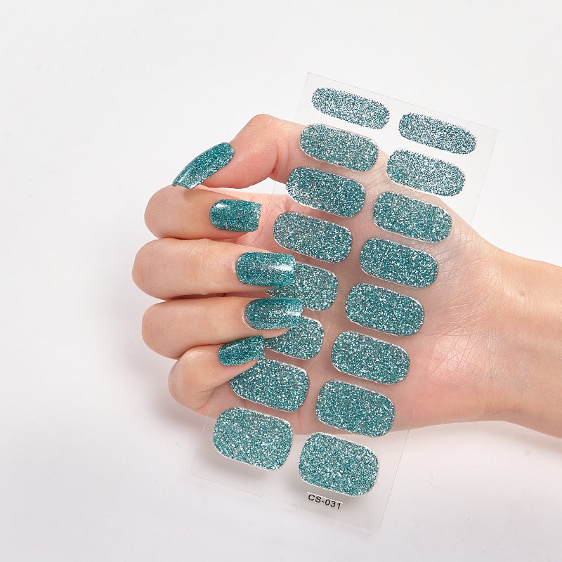 Popular 16-Finger Solid Color Simple Design Nail Stickers Full Coverage Waterproof Nail Polish Film Nail Stickers - Image 1