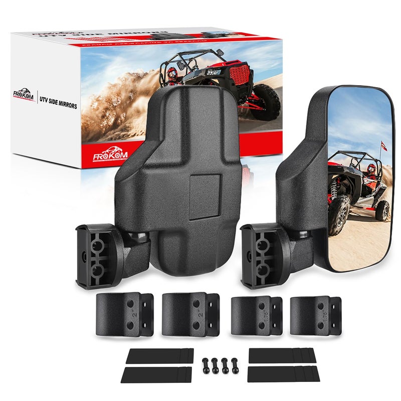 Frokom UTV Side Mirrors,Universal Powersports Rear View Mirrors for 1.6" - 2" Roll Cage Polaris Ranger RZR Pioneer Can Am Commander Kawasaki Mule Teryx Rhino Yamaha Wildcat Cfmoto Kubota RTV - Image 1
