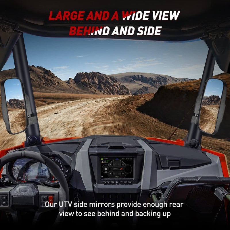 Frokom UTV Side Mirrors,Universal Powersports Rear View Mirrors for 1.6" - 2" Roll Cage Polaris Ranger RZR Pioneer Can Am Commander Kawasaki Mule Teryx Rhino Yamaha Wildcat Cfmoto Kubota RTV - Image 4