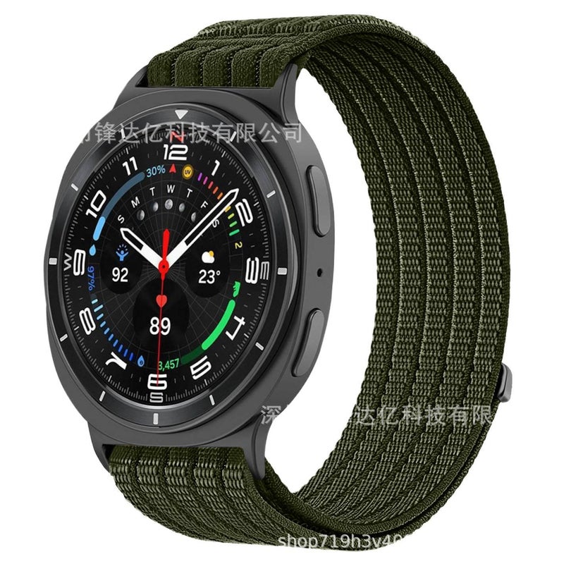 سوار ساعة ذكية سوار نايلون حلقي متوافق مع Samsung Galaxy Watch 8 بملاءمة قابلة للتعديل وحزام بديل باللون أزرق قابل للتعديل - Image 3