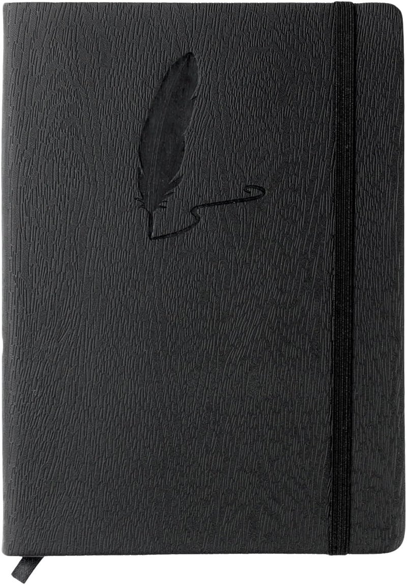 Red Co. 5â€ x 7â€ Embossed Quill Textured Faux Leather Journal, 240 Lined Pages, Black - Image 1