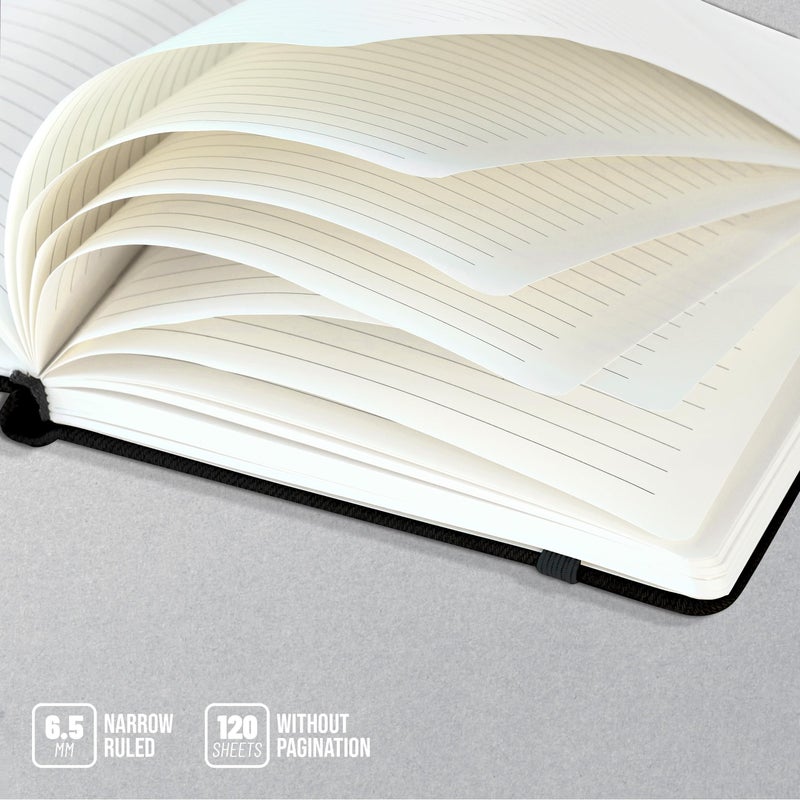 Red Co. 5â€ x 7â€ Embossed Quill Textured Faux Leather Journal, 240 Lined Pages, Black - Image 4