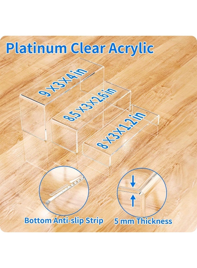 TPGP Acrylic Display Riser, 3 Pcs 9" Large Acrylic Risers, Clear Rectangular Stands for Candy Dessert Cupcakes, Collectibles Display Stands Shelf for Display for Funko POP Figures - Image 3