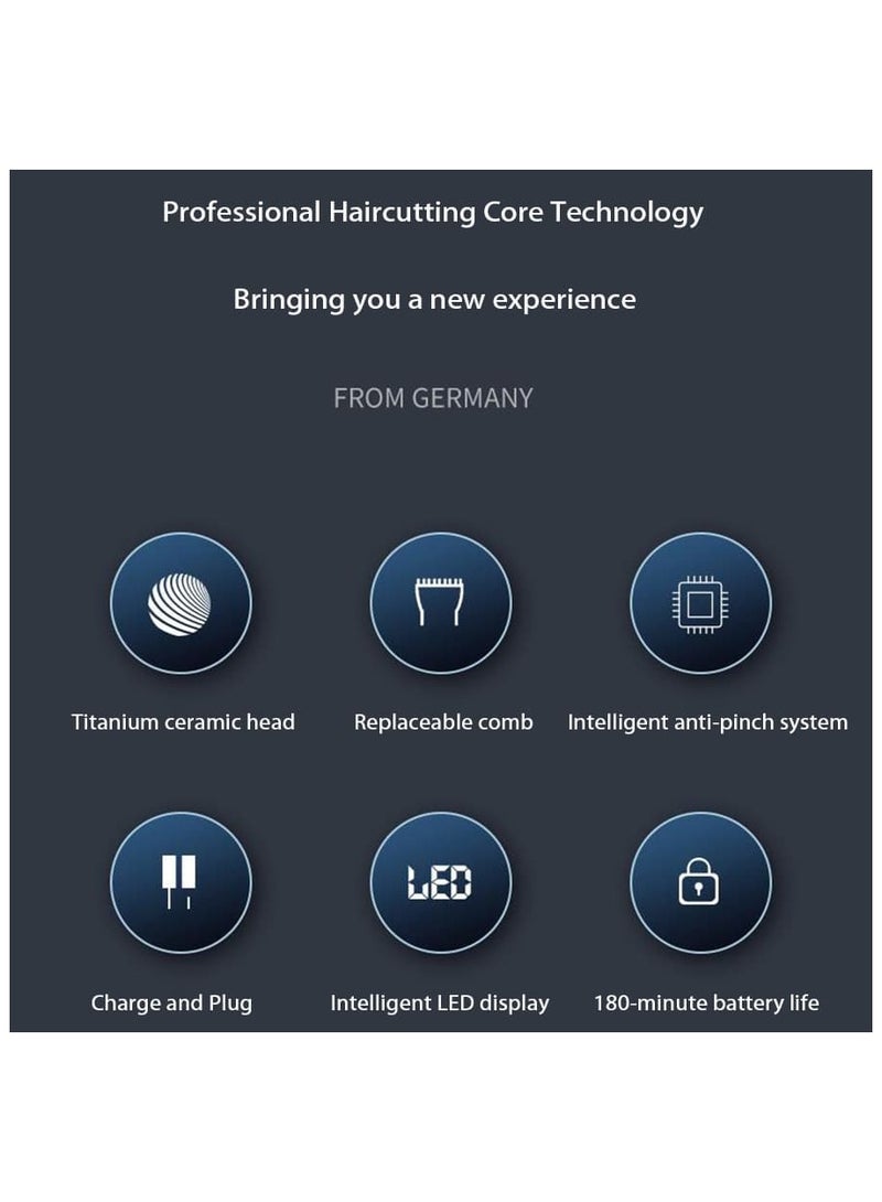 FLYCO Rechargeable FC5916 Electric Hairdresser Intelligent LED Display Full Body Waterproof 180-Minute Battery Life Titanium Ceramic Head - Black - Image 5