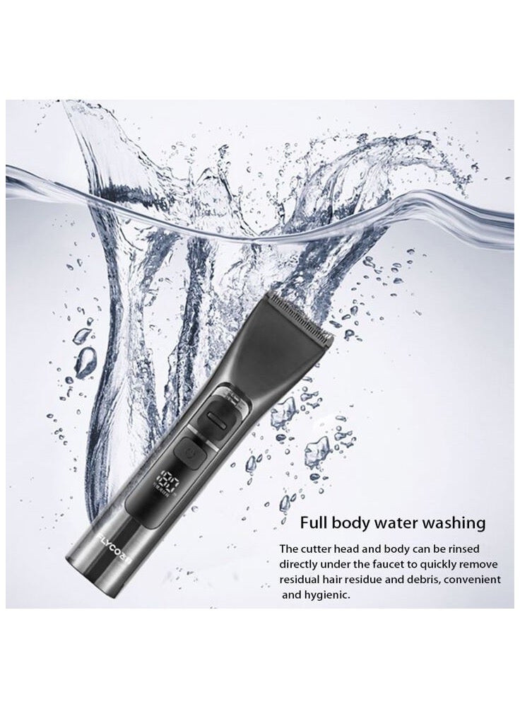 FLYCO Rechargeable FC5916 Electric Hairdresser Intelligent LED Display Full Body Waterproof 180-Minute Battery Life Titanium Ceramic Head - Black - Image 4