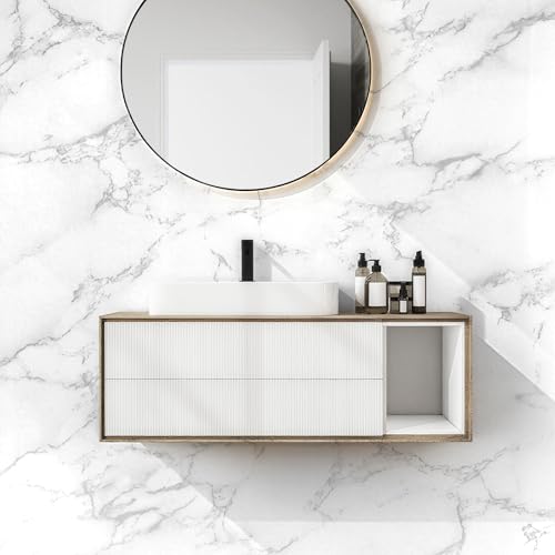 Vinjiasin Glossy Marble Contact Paper Peel and Stick Wallpaper Granite Self Adhesive Waterproof Countertop Vinyl Wrap Removable Decorative Film for Kitchen Cabinets Bathroom (15.7" x 78.7") - Image 4