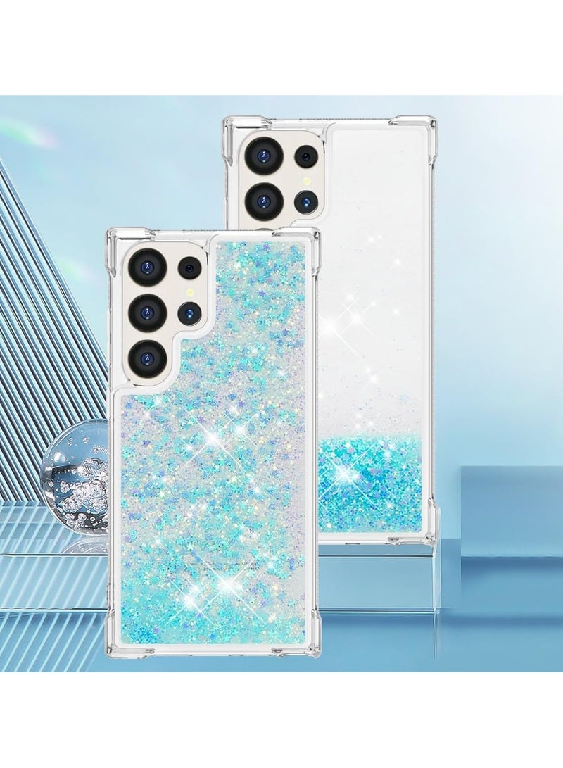 VKL Case for Samsung Galaxy S24 Ultra Glitter Case, Liquid Sparkle Quicksand Clear Transparent Sequin Girls Slim TPU Bumper Silicone Shockproof Cover for Samsung S24 Ultra (Star Blue) - Image 5