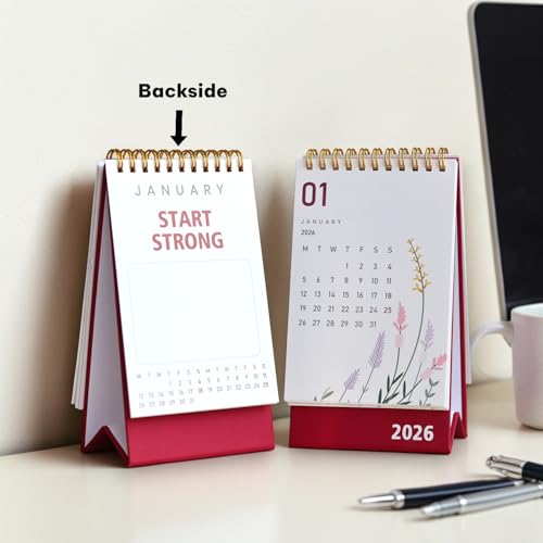 INNAXA 2026 Desk Calendar - Standing Flip 2026 Desktop Calendar with Thick Paper Size : 6 x 4 inch for Office,School,Family Gold Wiro (multicolor) - Image 2