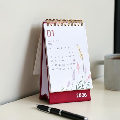 INNAXA 2026 Desk Calendar - Standing Flip 2026 Desktop Calendar with Thick Paper Size : 6 x 4 inch for Office,School,Family Gold Wiro (multicolor) - Image 3