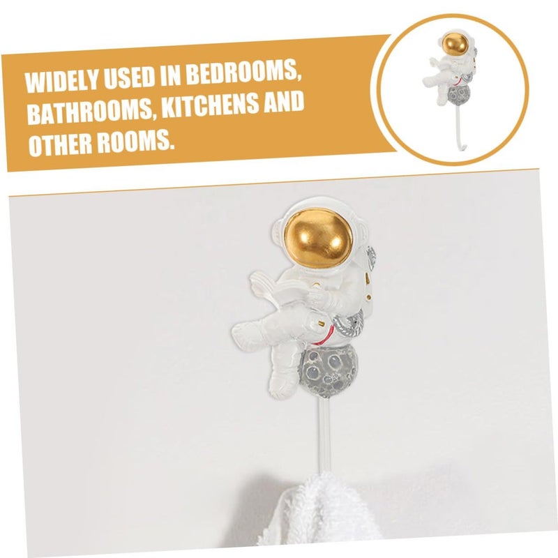Astronaut Resin Wall Mounted Hooks Strong Adhesive No Drill Hanging Coat Towel Holder For Bathroom Kitchen Door Gray - Image 4