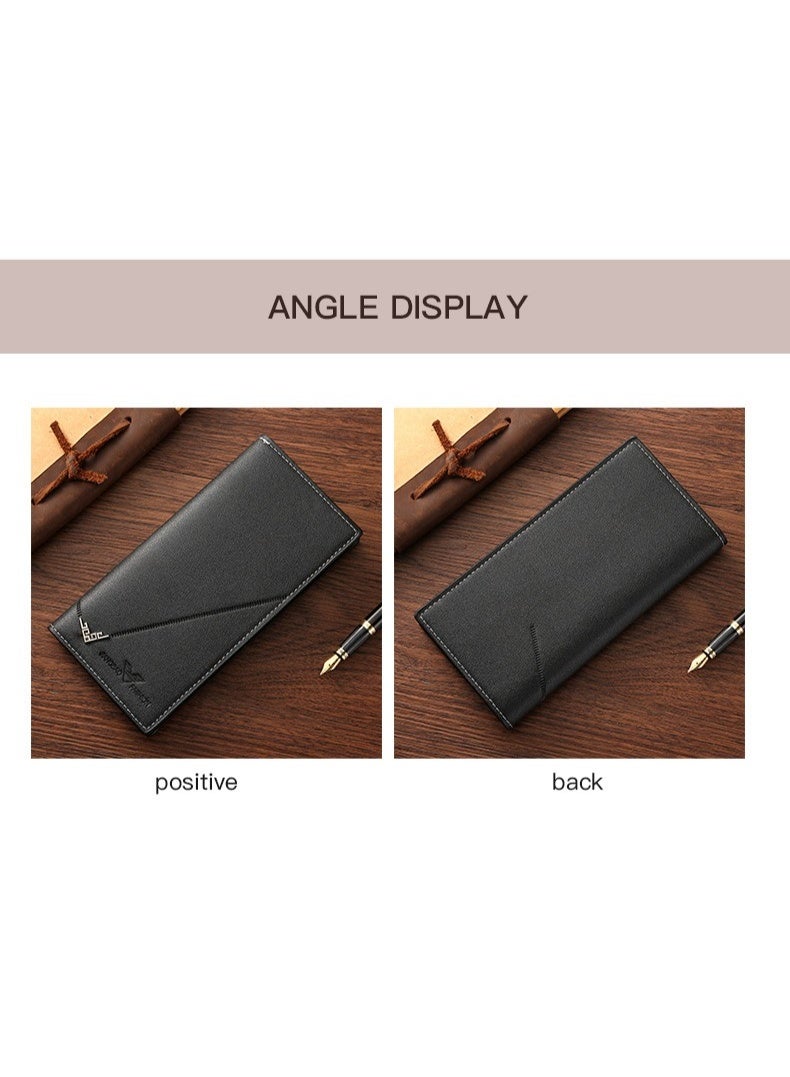 جيانغ بي أو محفظة طويلة للرجال - مخلب أعمال من جلد البولي يوريثان الناعم مع فتحات متعددة البطاقات ، محفظة محمولة بسعة كبيرة ، محفظة منظم بسحاب أنيقة - Image 4