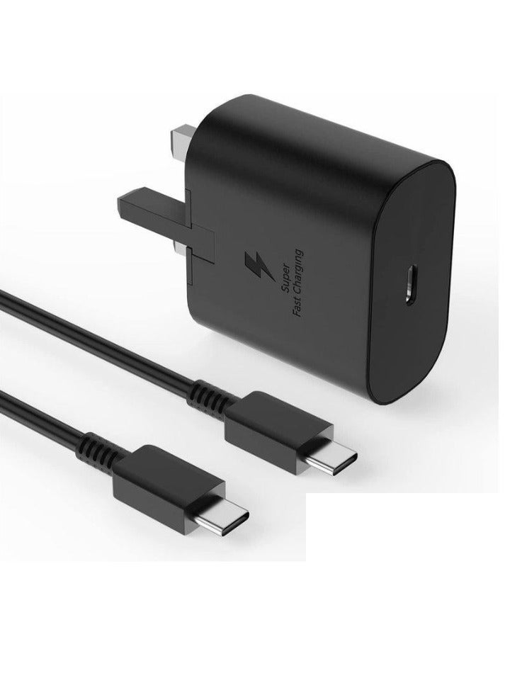 MUNTAQI 25W USB-C Super Fast Charging PD Charger with 1m Type-C Cable – Compatible with Samsung Galaxy S25/S24/S23/S22/S21/S20 Ultra, S24+/S23+/S22+/S21+, A15/A53/A54, Fold, Flip & More – Type-C Power Adapter for Rapid Charging - Image 1