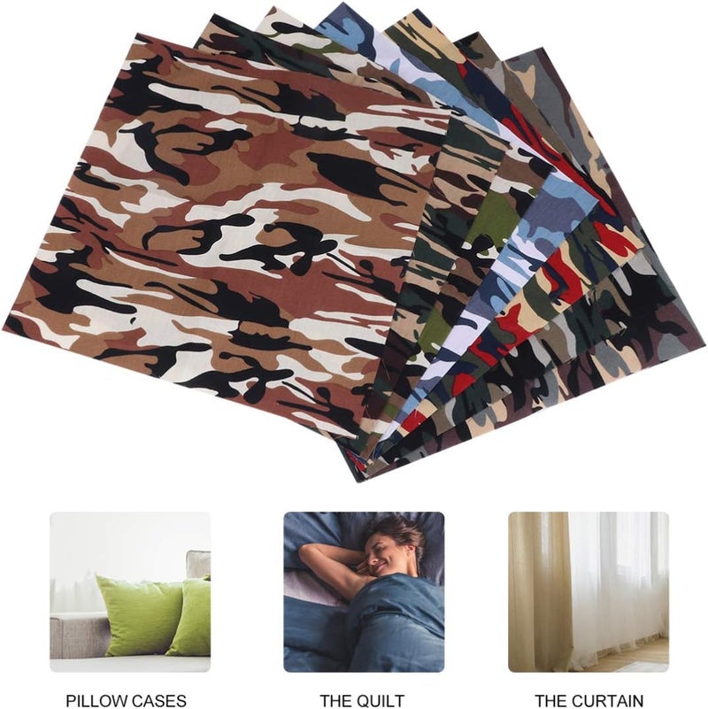 klarako 9Pcs Camouflage Sewing Fabric 25CM Cotton Fabric Squares Sewing Patchwork for DIY Crafts Sewing Scrapbooking Quilting (7 Colors) - Image 4