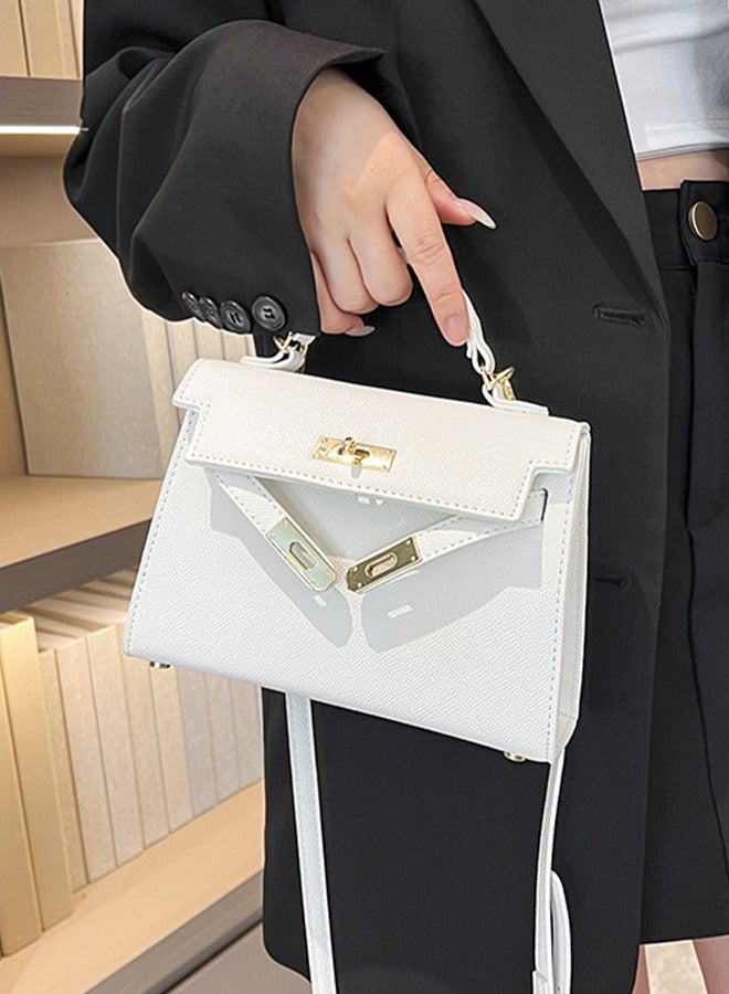 DUNISO Women's handbag, PU leather shoulder bag, fashionable crossbody bag，with detachable shoulder strap and top handle, comfortable and durable, suitable for shopping, work, dating, travel，off white - Image 3
