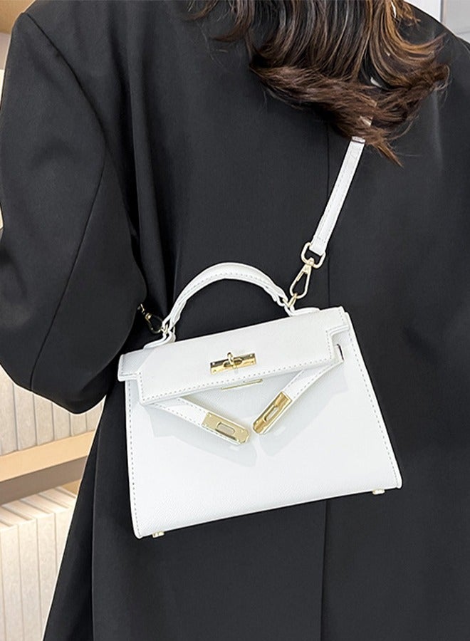 DUNISO Women's handbag, PU leather shoulder bag, fashionable crossbody bag，with detachable shoulder strap and top handle, comfortable and durable, suitable for shopping, work, dating, travel，off white - Image 2