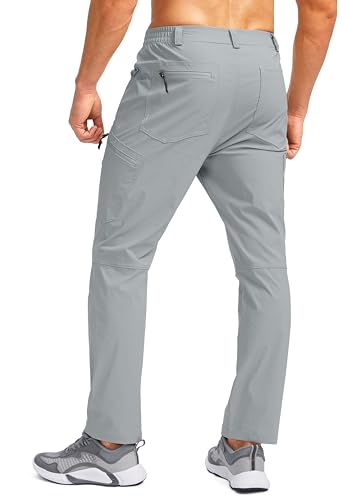 Pudolla Mens Waterproof Pants with Pockets Lightweight Cargo Work Pants Hiking Pants Mens Tactical Pants Light Grey L - Image 2